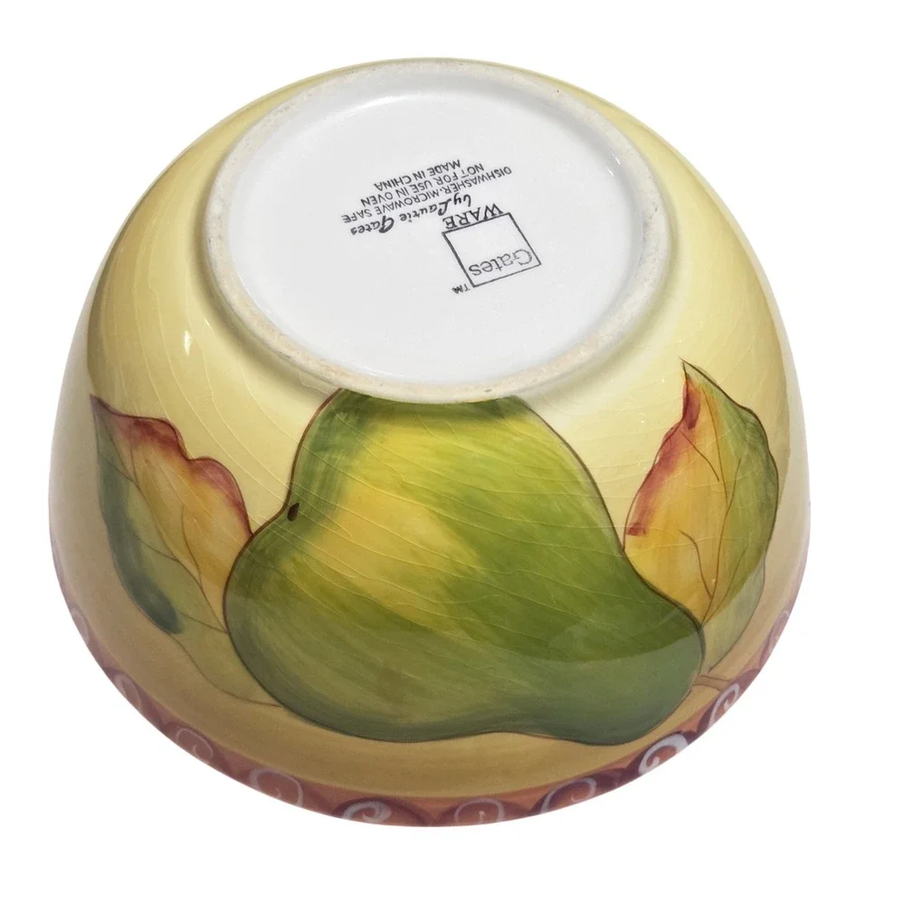 Gates Ware by Laurie Gates Yellow Pear Ceramic Hand Painted Serving Bowl 6